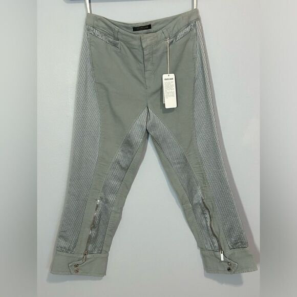 Roberto Cavalli Pants - Roberto Cavalli cropped Riding‎ Pants Satin detail Steel Size S $875